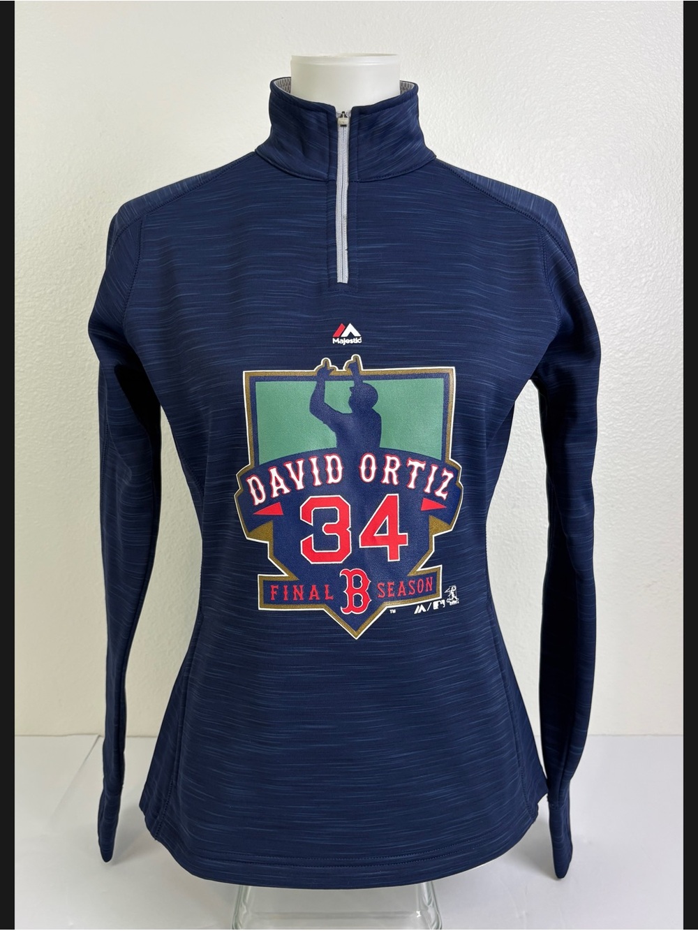 Women's David Ortiz #34 Final Season Red
Sox Majestic 1/4 Zip Pullover